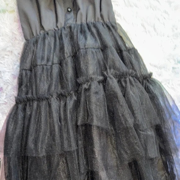 Girls Elegant Black Ruffled Dress - Picture 3 of 3